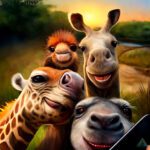 selfie de animais na savana