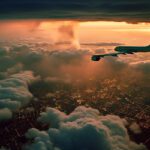 avião no meio do céu visto de cima